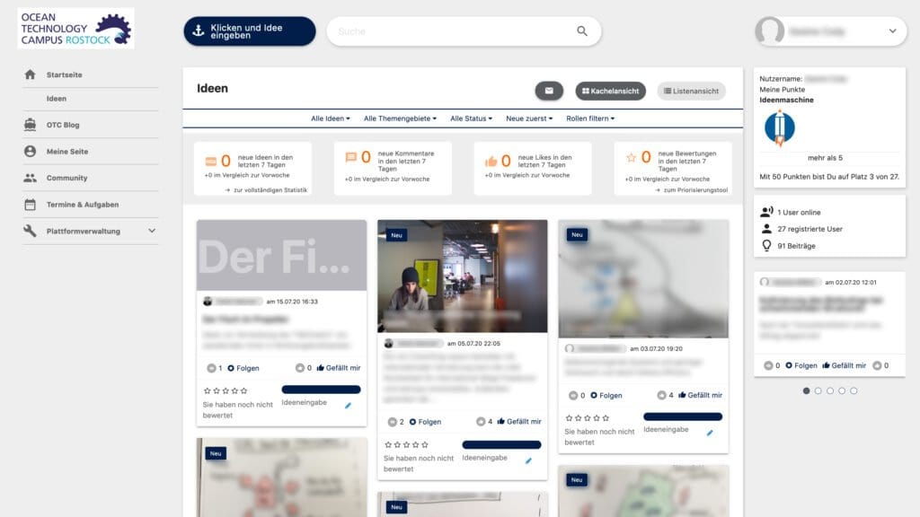 Die Open Innovation Platform für Ideenwettbewerbe: alle Ideen auf einen Blick